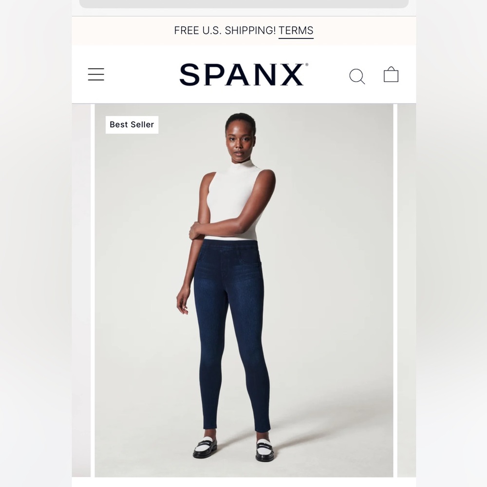 SPANX Jean-ish Ankle Leggings.   Petite Medium.  Color Twilight Rinse.    NWT